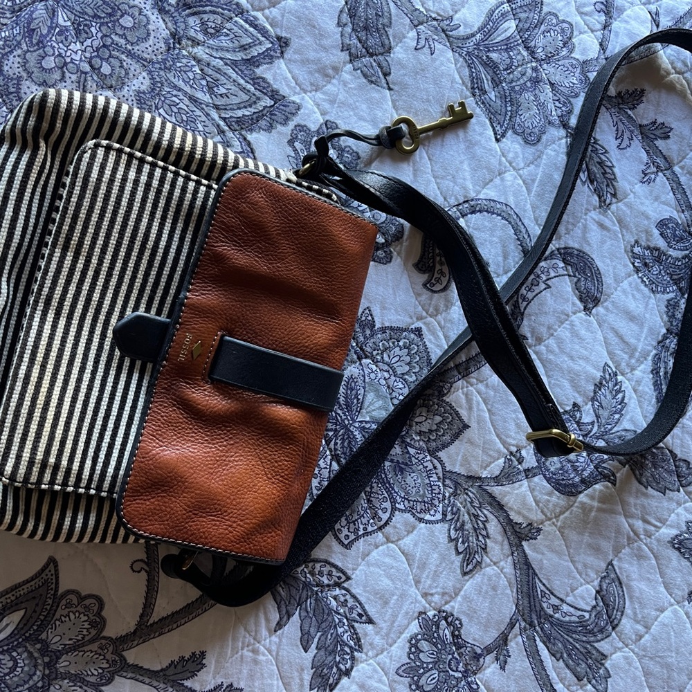 Striped Leather Crossbody Bag